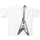 musicshop BOBのネコトヴイギタア - cat and v guitar フルグラフィックTシャツ