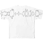 musicshop BOBのハケイ - wave / white フルグラフィックTシャツ