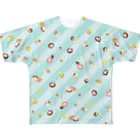 ちゅんすけ（ ●e● ）のドーナッちゅん　みずいろ All-Over Print T-Shirt