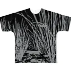 猫と釣り人のBLACK BASS2_FB_BW All-Over Print T-Shirt