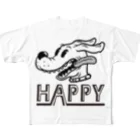 nidan-illustrationのhappy dog (black ink) フルグラフィックTシャツ