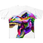 Drecome_Designのティラノサウルス フルグラフィックTシャツ