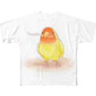 まめるりはことりのコザクラインコ　レイ【まめるりはことり】 フルグラフィックTシャツ