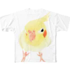 まめるりはことりのオカメインコ　おすましルチノー【まめるりはことり】 フルグラフィックTシャツ