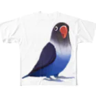 まめるりはことりのボタンインコ　おすましコバルトブルー【まめるりはことり】 All-Over Print T-Shirt