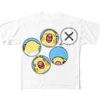 まめるりはことりのオカメインコばつ×【まめるりはことり】 All-Over Print T-Shirt