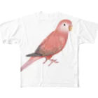 まめるりはことりのアキクサインコ　ピンク【まめるりはことり】 All-Over Print T-Shirt