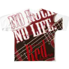 まちゅ屋のNo Rock. No Life. Red（Bass） フルグラフィックTシャツ