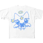 猫と睡眠薬のあおいねこてん フルグラフィックTシャツ