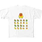 まめるりはことりの整列コザクラインコ隊【まめるりはことり】 フルグラフィックTシャツ