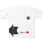 にゃーにゃー組@LINEスタンプ＊絵文字販売中！の黒猫Ｎｙａ～ All-Over Print T-Shirt