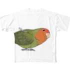 まめるりはことりのおすましコザクラインコ　きなこちゃん【まめるりはことり】 フルグラフィックTシャツ