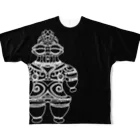 神話の旅人の遮光器土偶　ホワイト （前姿と後姿）  All-Over Print T-Shirt