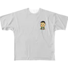 HappyGorillaのライトグレー-1 フルグラフィックTシャツ