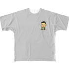 HappyGorillaのライトグレー-2 フルグラフィックTシャツ