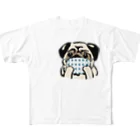 犬グッズの店しえるぶるーのハンドメイドマスクをつけたパグ All-Over Print T-Shirt