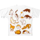 でんや　SUZURI店の雲猫 フルグラフィックTシャツ