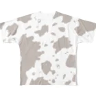 9bdesignのS-USHI ウスシ 鮨の牛柄｜グレイベージュ｜フルグラフィックT All-Over Print T-Shirt