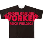 地下労働者GOODSストアの地下労働者ロックフェスティバル2021Tシャツくそデカいロゴ フルグラフィックTシャツ