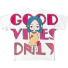 松や SUZURI店のGOOD VIBES ONLY フルグラフィックTシャツ