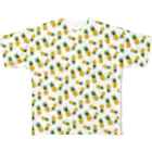 北隣館カフェグリーンのパイナップルがいっぱいTシャツ All-Over Print T-Shirt