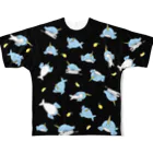 ときちゃんのポンちゃんTシャツ（黒） All-Over Print T-Shirt