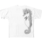 LalaHangeulのタツノオトシゴさんはイクメンです　モノトーン All-Over Print T-Shirt