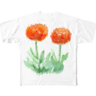 スタジオマリンの花の水彩画1 フルグラフィックTシャツ