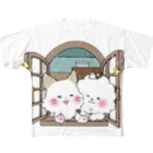 ふわふわアニマルズのわくわく。ふたり。 フルグラフィックTシャツ