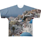 旅好きアルパカの【世界一周旅】ギリシャ　サントリーニ島の景色 All-Over Print T-Shirt