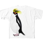 LalaHangeulの　風に吹かれるイワトビペンギンさん(文字無しバージョン All-Over Print T-Shirt