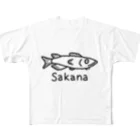 MrKShirtsのSakana (魚) 黒デザイン All-Over Print T-Shirt