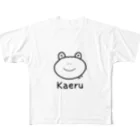 MrKShirtsのKaeru (カエル) 黒デザイン フルグラフィックTシャツ