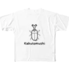 MrKShirtsのKabutomushi (カブトムシ) 黒デザイン All-Over Print T-Shirt