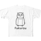 MrKShirtsのFukurou (フクロウ) 黒デザイン フルグラフィックTシャツ