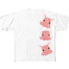 LalaHangeulのめんだこさん　トリオ フルグラフィックTシャツ