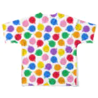 あわじテキスタイルのカラフル水風船 ホワイト All-Over Print T-Shirt :back