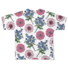 lg_hの花柄（モーブ×ブルー） All-Over Print T-Shirt :back