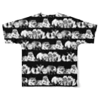 ムジナ基地のムジナたち（白黒） All-Over Print T-Shirt :back