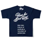 HAVE A BIKE DAY. ＠ SUZURIのHABDbiglogo(Navy/White) All-Over Print T-Shirt :back