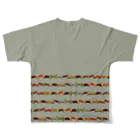 みのじの日本の亀ボーダー フルグラフィックTシャツの背面