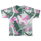 ShiroILLの恐竜カモ　ピンク All-Over Print T-Shirt :back