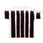 黒NEKOショップの気まぐれストライプ All-Over Print T-Shirt :back