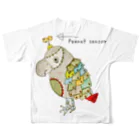 ねこぜや の ROBOBO ヨウムのちょびすけロボ  All-Over Print T-Shirt :back