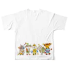 ねこぜや のROBOBO「全員集合！」スチームパンク   猫 犬 鳥 うさぎ All-Over Print T-Shirt :back