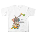 ねこぜや のROBOBO 「まーぶるロボ」ウサギ スチームパンク フルグラフィックTシャツの背面