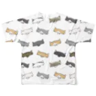 麦助ちゃん太郎のながまるシリーズ　猫ちゃん大集合Tシャツ フルグラフィックTシャツの背面