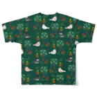 4649の文鳥と植物_緑 All-Over Print T-Shirt :back