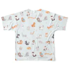 すずきいときちの水彩にゃんこ(水色)  All-Over Print T-Shirt :back