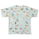 すずきいときちの水彩わんこ(ターコイズ)  All-Over Print T-Shirt :back